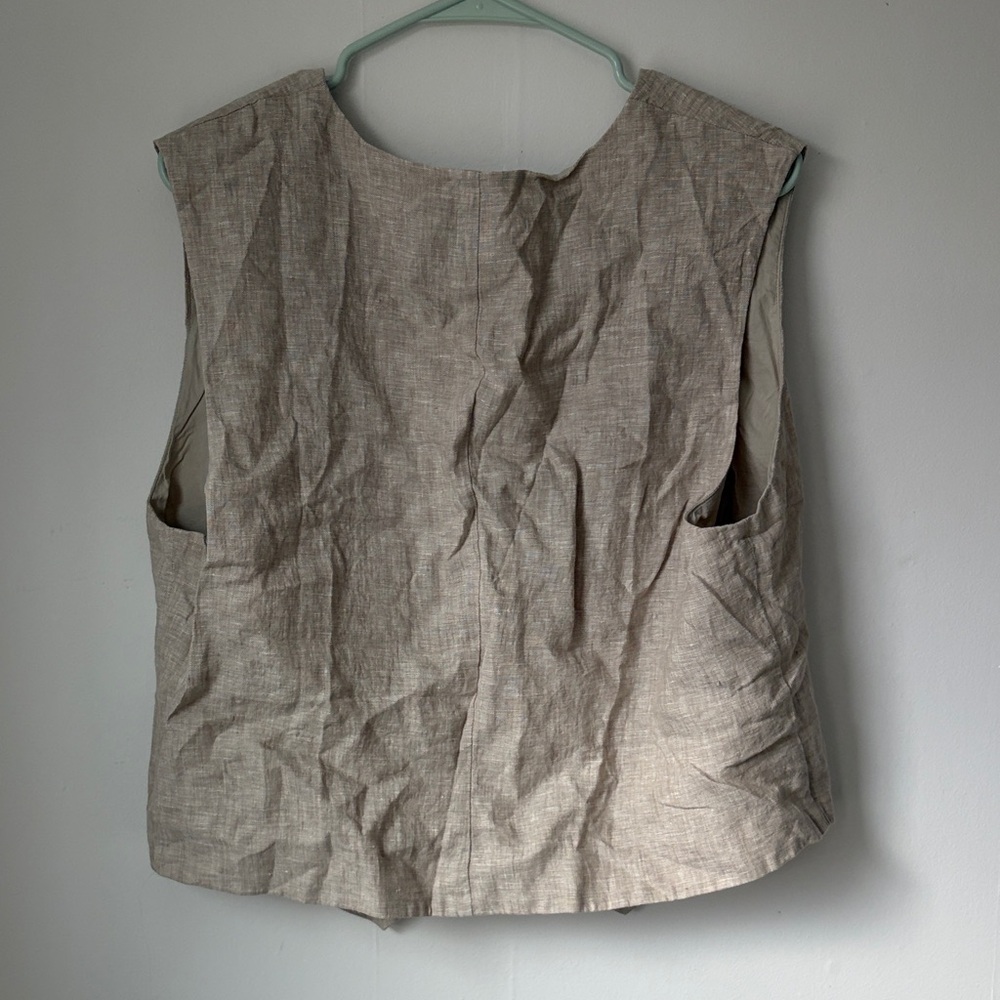 Quince Beige Linen Blend Button Vest - Picture 5 of 5
